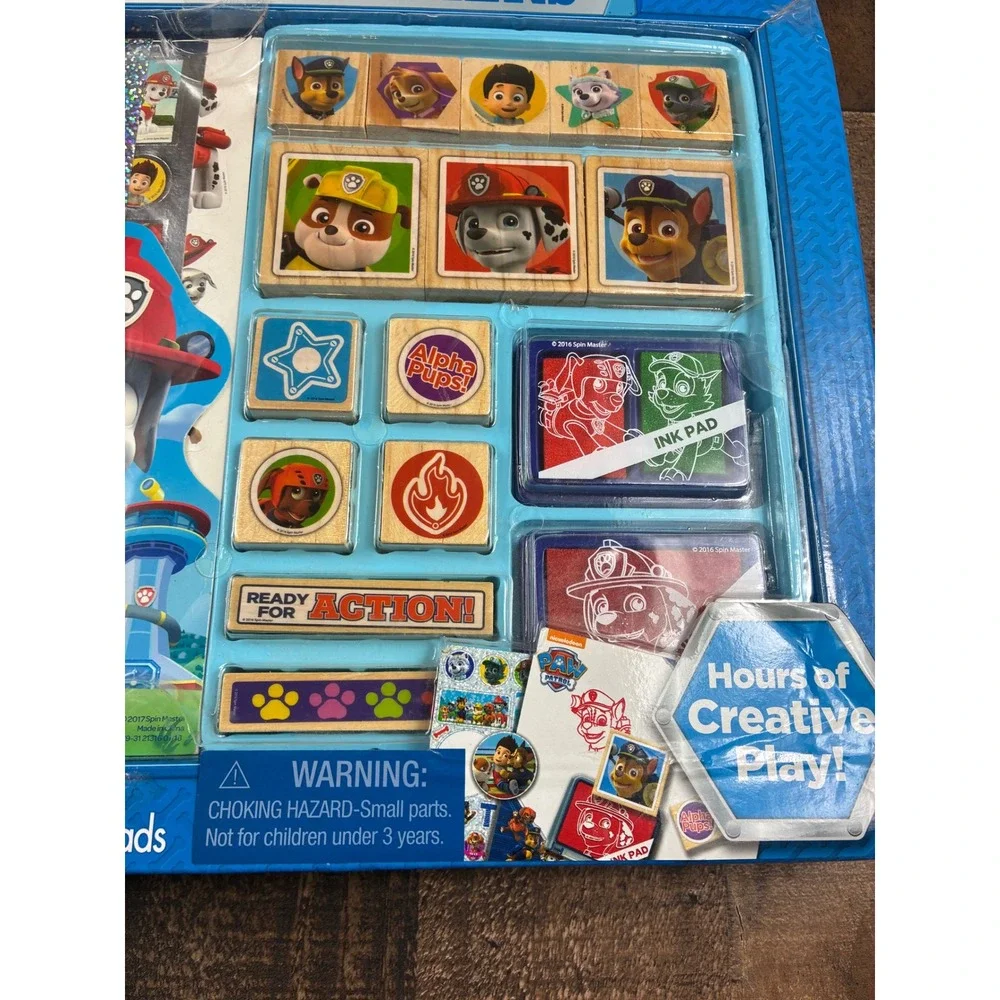 Paw‎ Patrol All Paws On Deck Wooden Stamp and Sticker Activity Set Bendon NEW